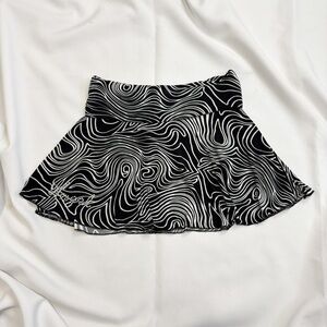 Express Black and White Swirl Skater Skirt